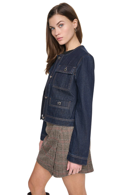 Fearless/Houndstooth DKNY MIXED MEDIA DENIM JACKET