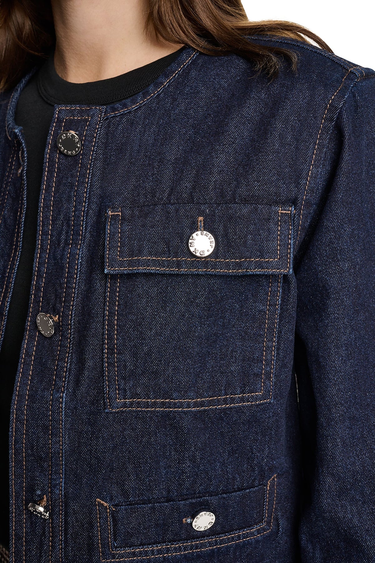 Fearless/Houndstooth DKNY MIXED MEDIA DENIM JACKET