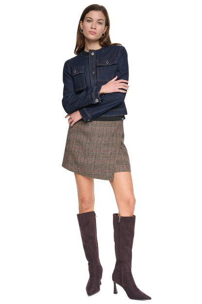 Fearless/Houndstooth DKNY MIXED MEDIA DENIM JACKET