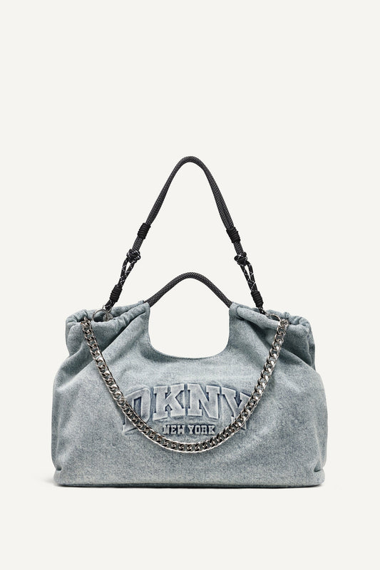 Acid Wash DKNY MABEL DENIM LARGE LOGO TOTE