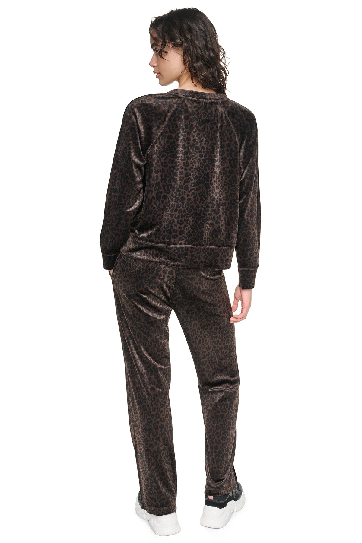 Espresso Leopard Print DKNY VELOUR ANIMAL PRINT PULLOVER