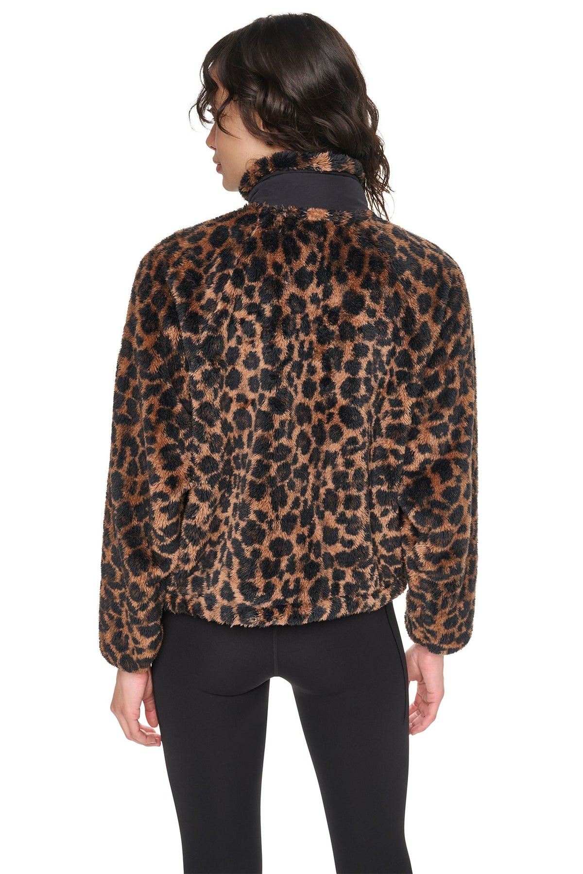 Leopard Caramel DKNY PRINTED SHERPA JACKET