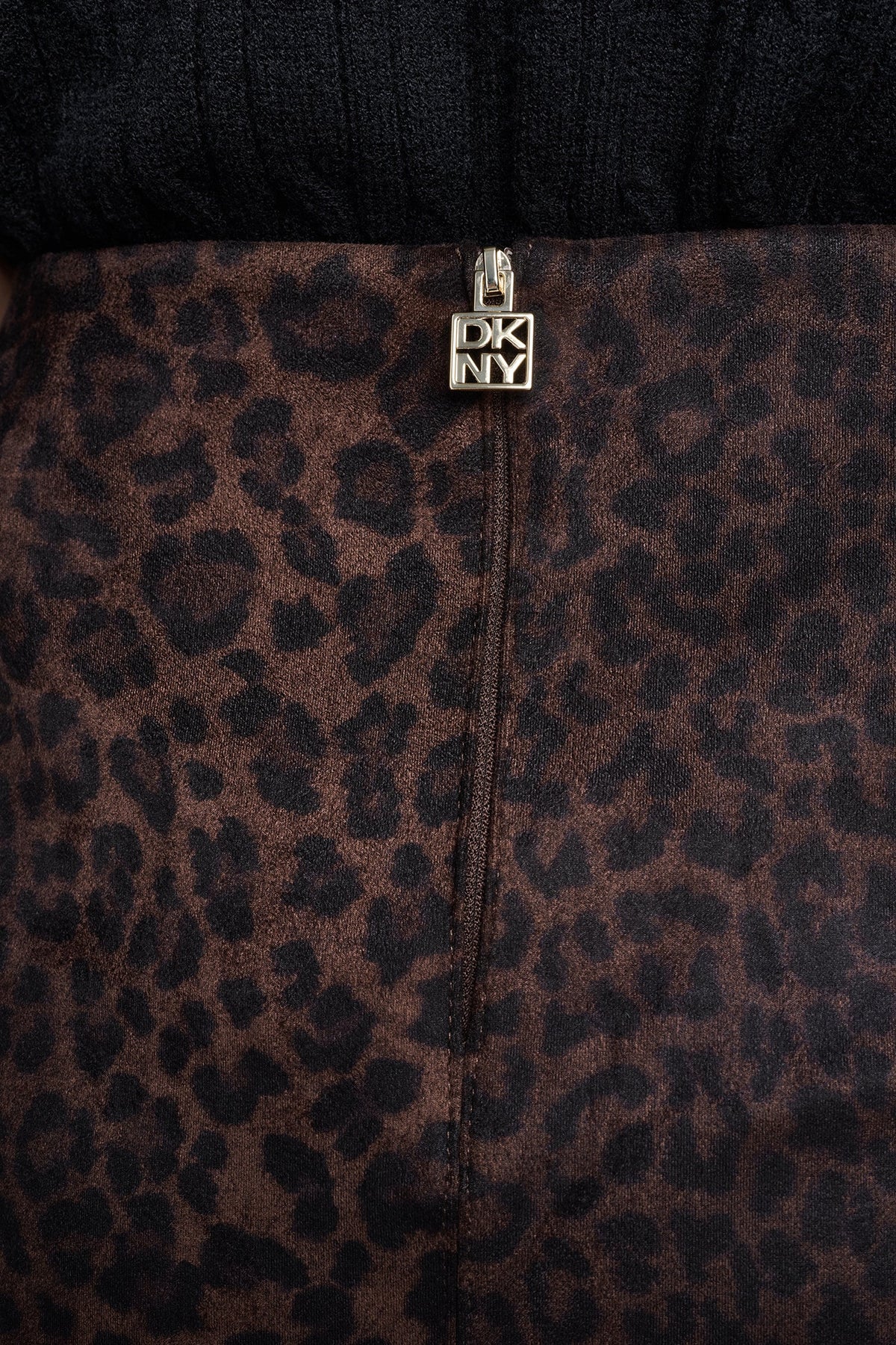 Panthera Chestnut DKNY LEOPARD FAUX SUEDE MIDI SKIRT