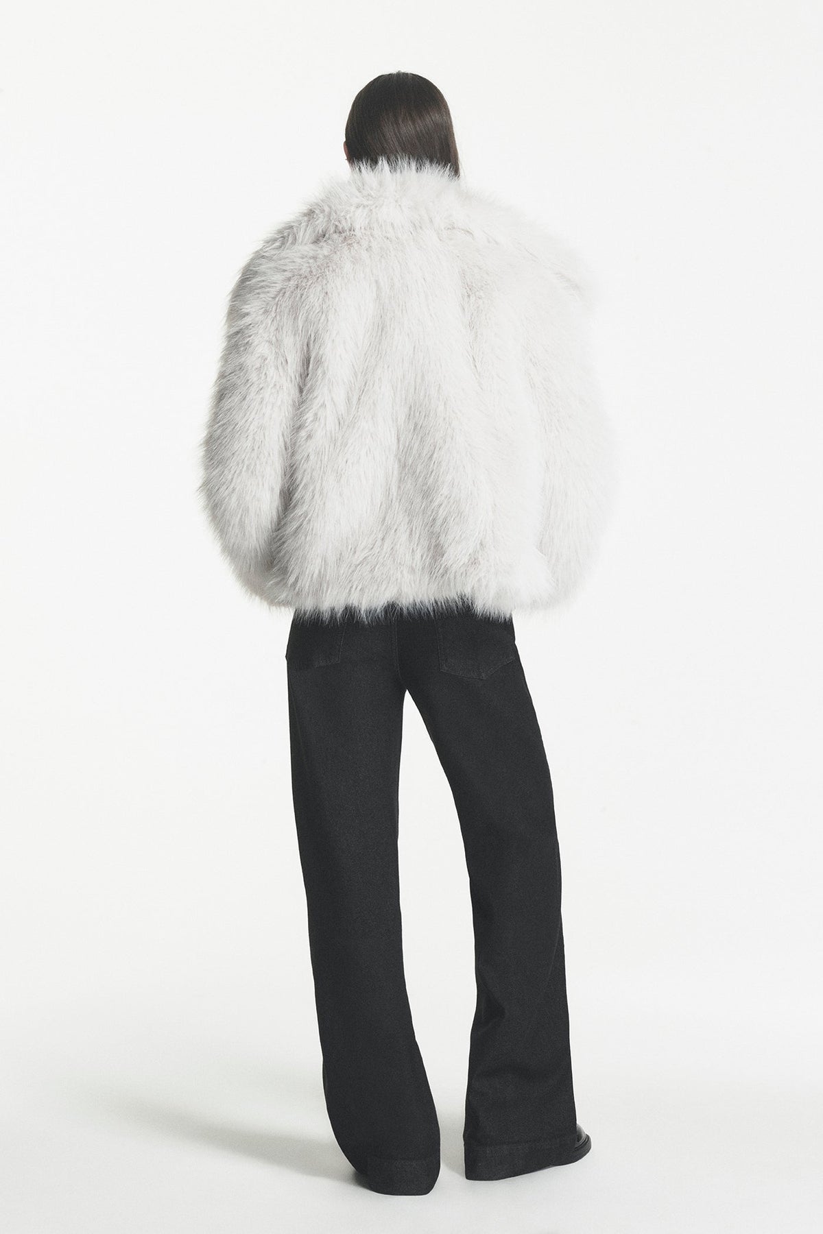 Cream DKNY SHORT FAUX FUR JACKET