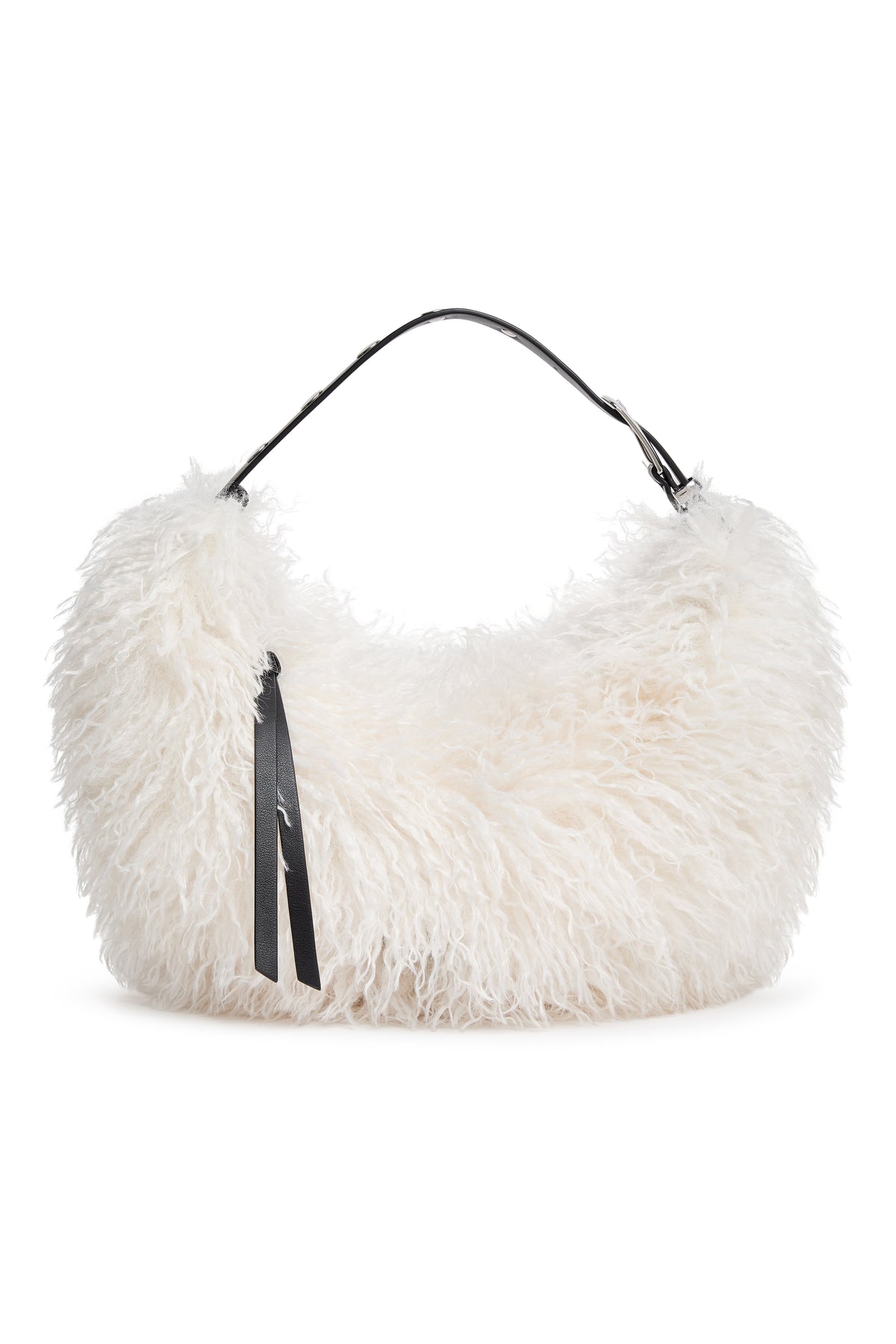 Natural/Black DKNY RANNA FAUX FUR SMALL HOBO BAG