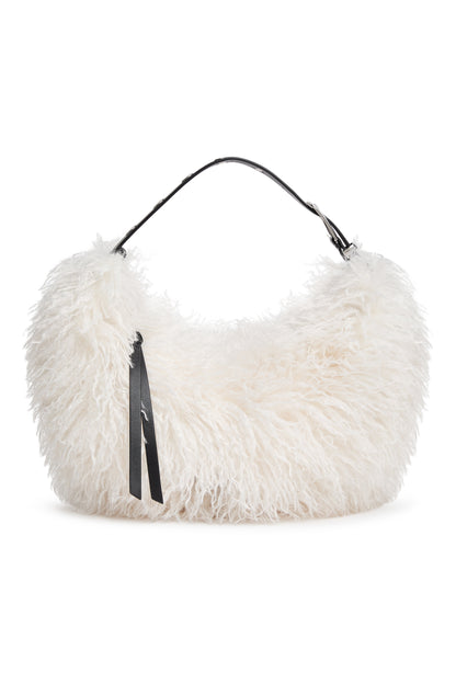 Natural/Black DKNY RANNA FAUX FUR SMALL HOBO BAG