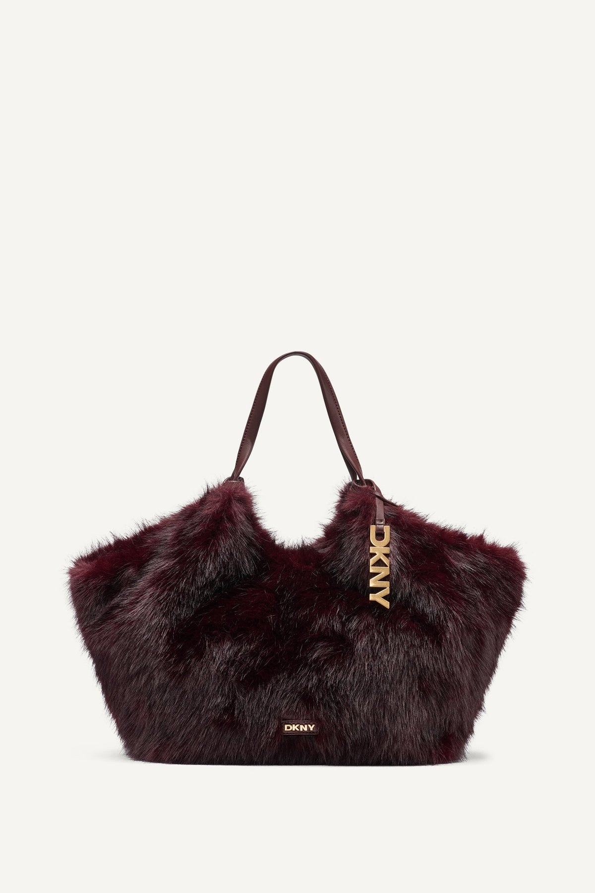 Black/Silver DKNY PAULA MEDIUM FAUX FUR TOTE