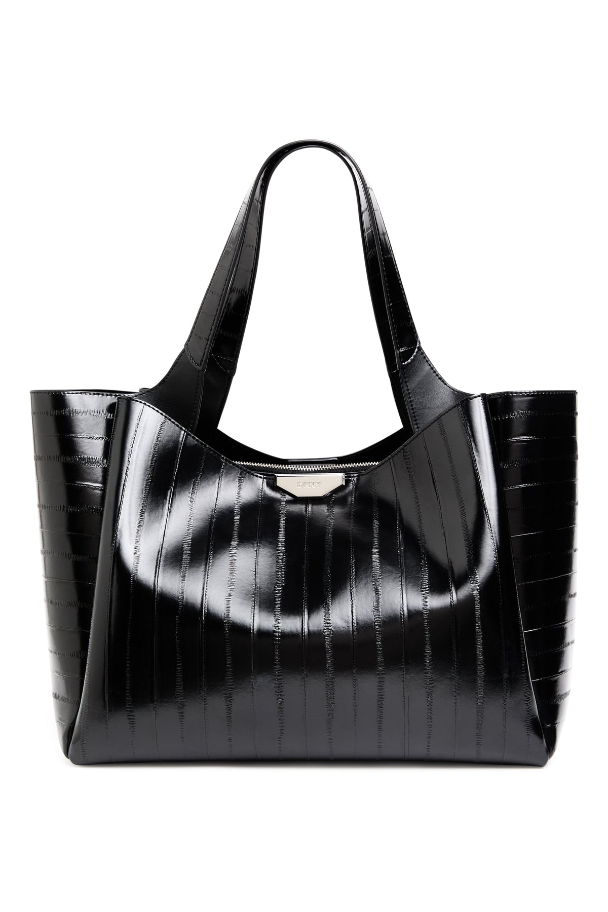 Black/Silver DKNY WILLA RIBBED TOTE