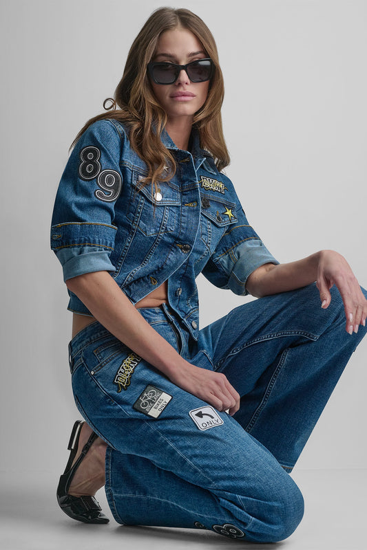 Tribeca DKNY DENIM PINS AND PATCHES TRUCKER JACKET
