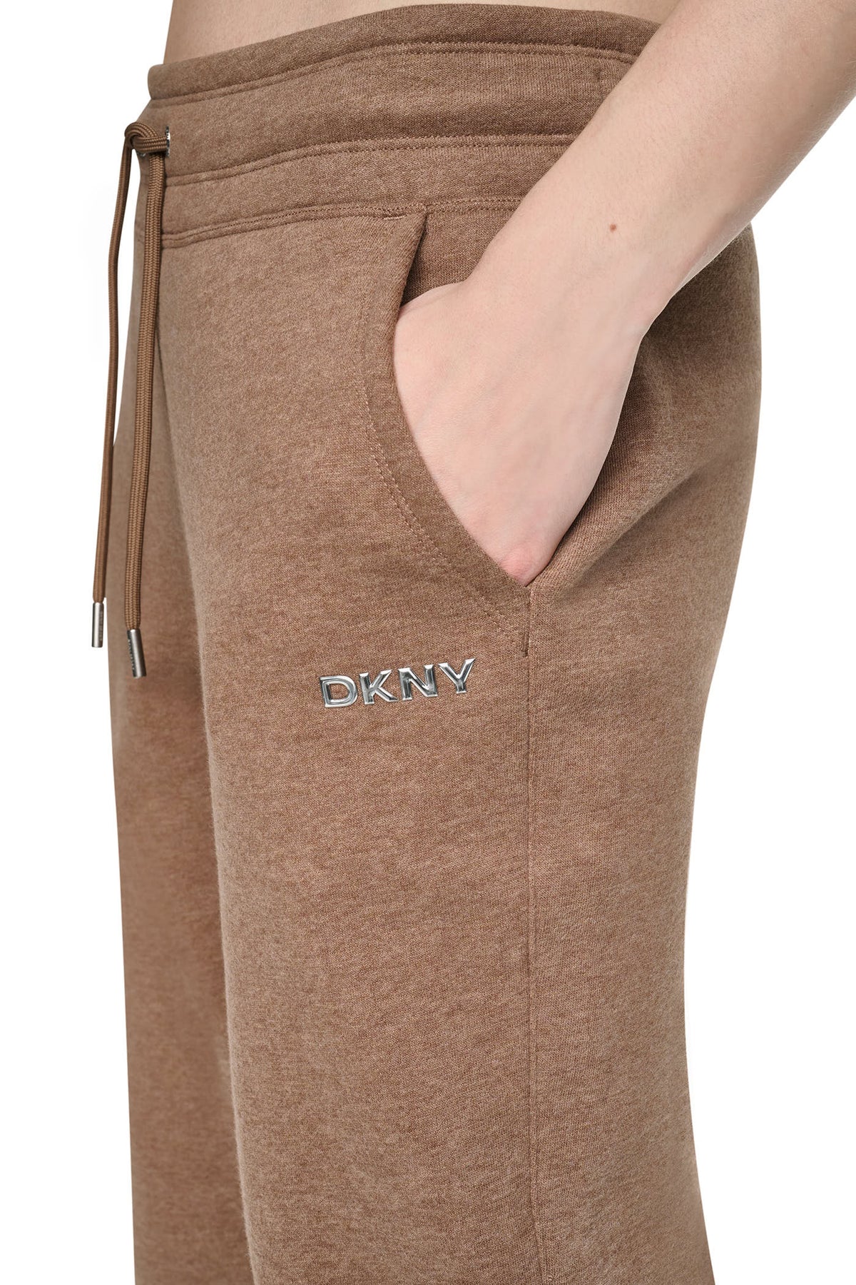 Caramel Heather DKNY HIGH-RISE METALLIC BUBBLE STRAIGHT LEG PANT