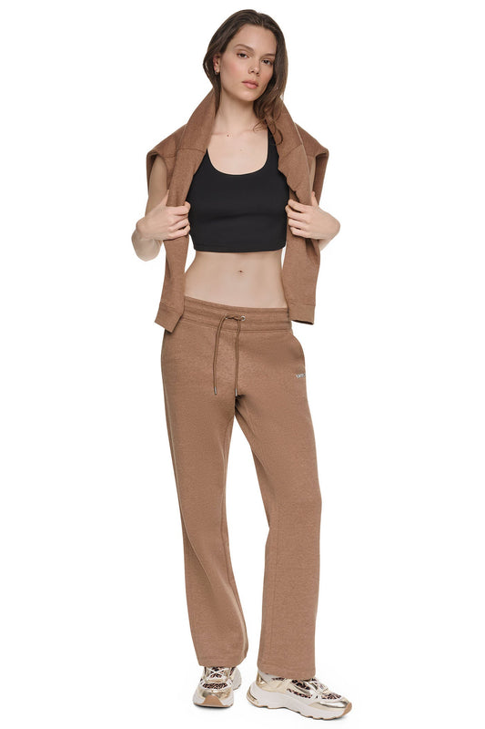 Black DKNY METALLIC BUBBLE HIGH-RISE STRAIGHT LEG PANT