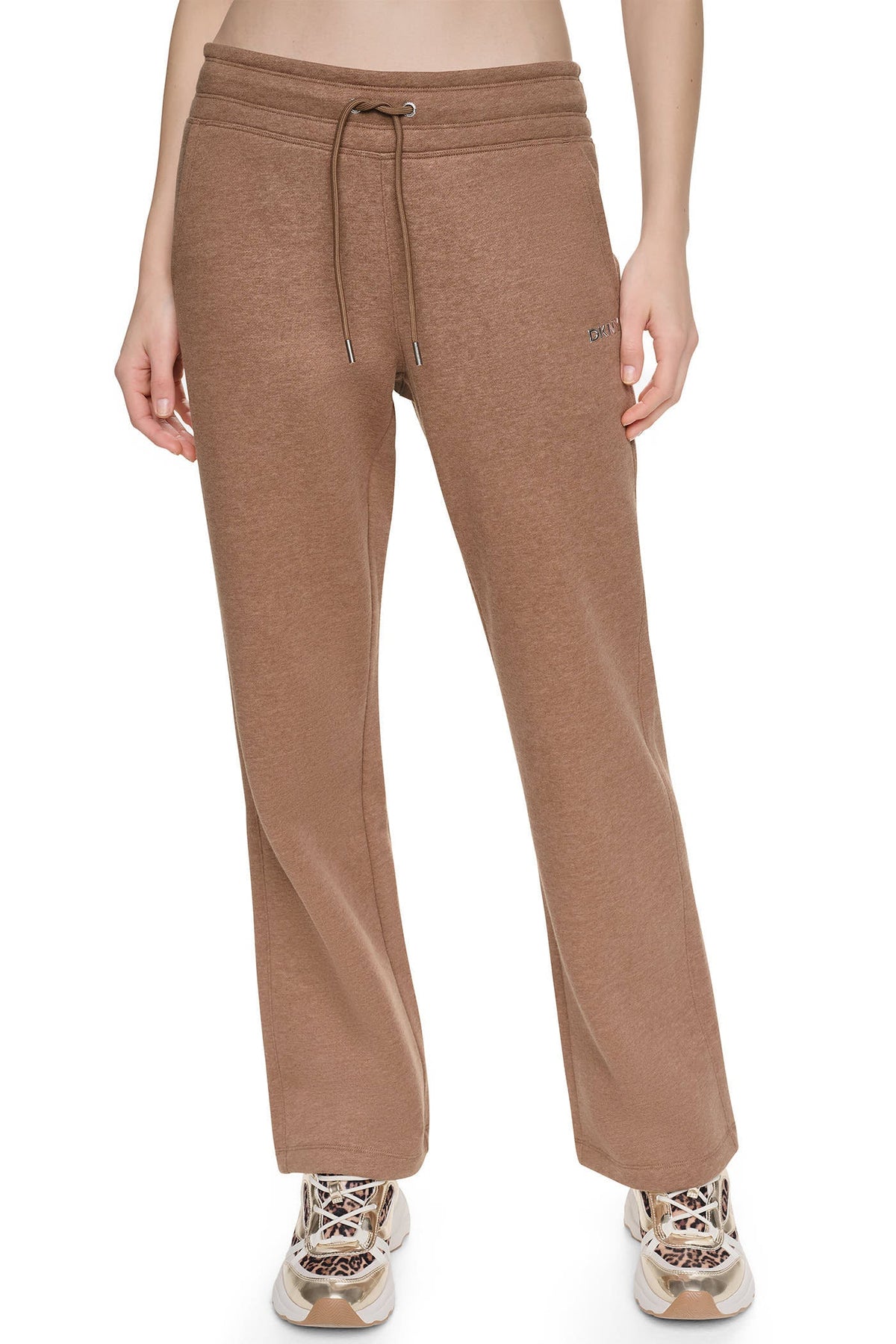 Black DKNY METALLIC BUBBLE HIGH-RISE STRAIGHT LEG PANT