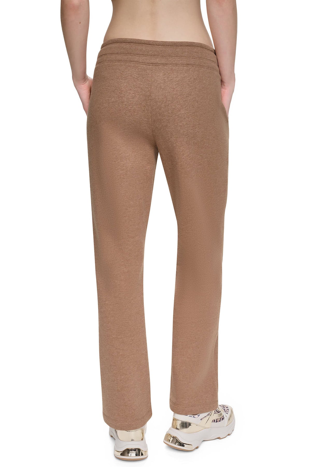Black DKNY METALLIC BUBBLE HIGH-RISE STRAIGHT LEG PANT