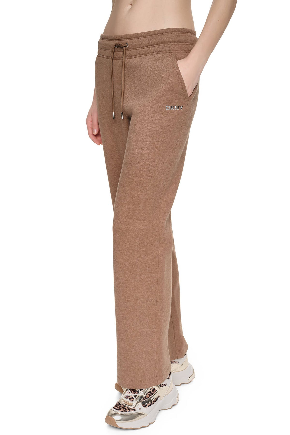 Black DKNY METALLIC BUBBLE HIGH-RISE STRAIGHT LEG PANT