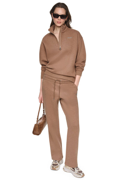 Black DKNY METALLIC BUBBLE HIGH-RISE STRAIGHT LEG PANT