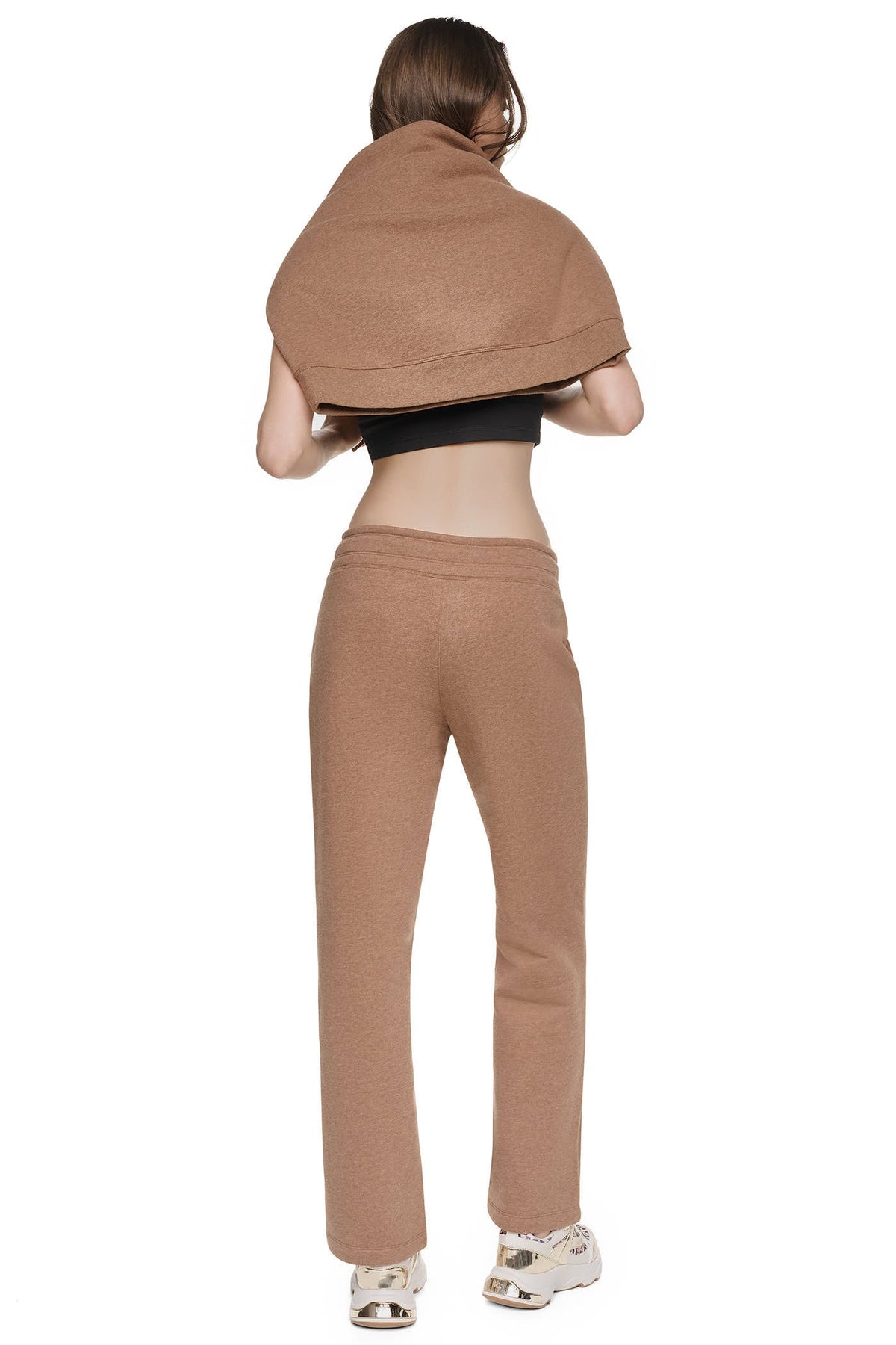 Black DKNY METALLIC BUBBLE HIGH-RISE STRAIGHT LEG PANT