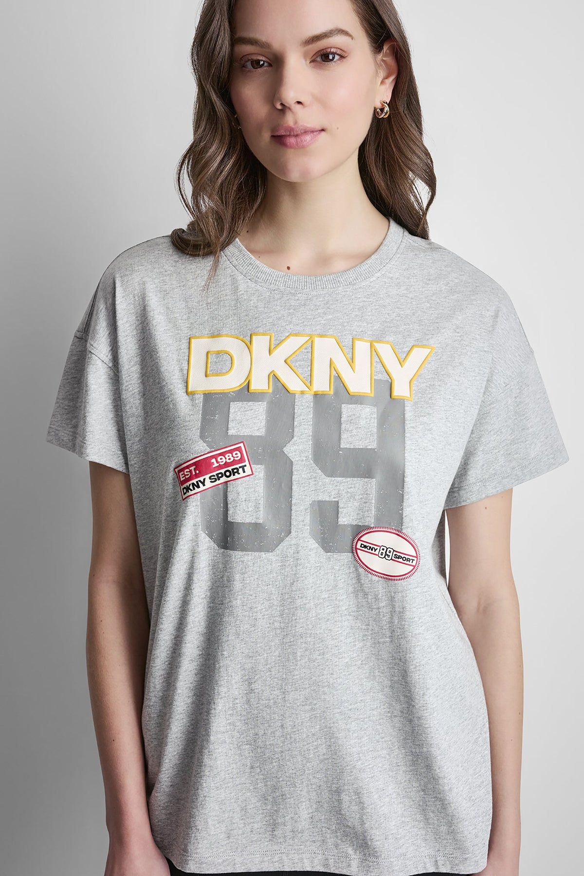 Black DKNY CAMPUS PATCH DROP SHOULDER TEE