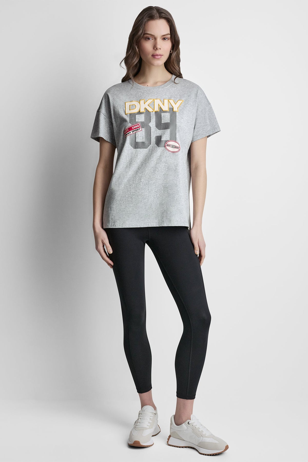 Black DKNY CAMPUS PATCH DROP SHOULDER TEE