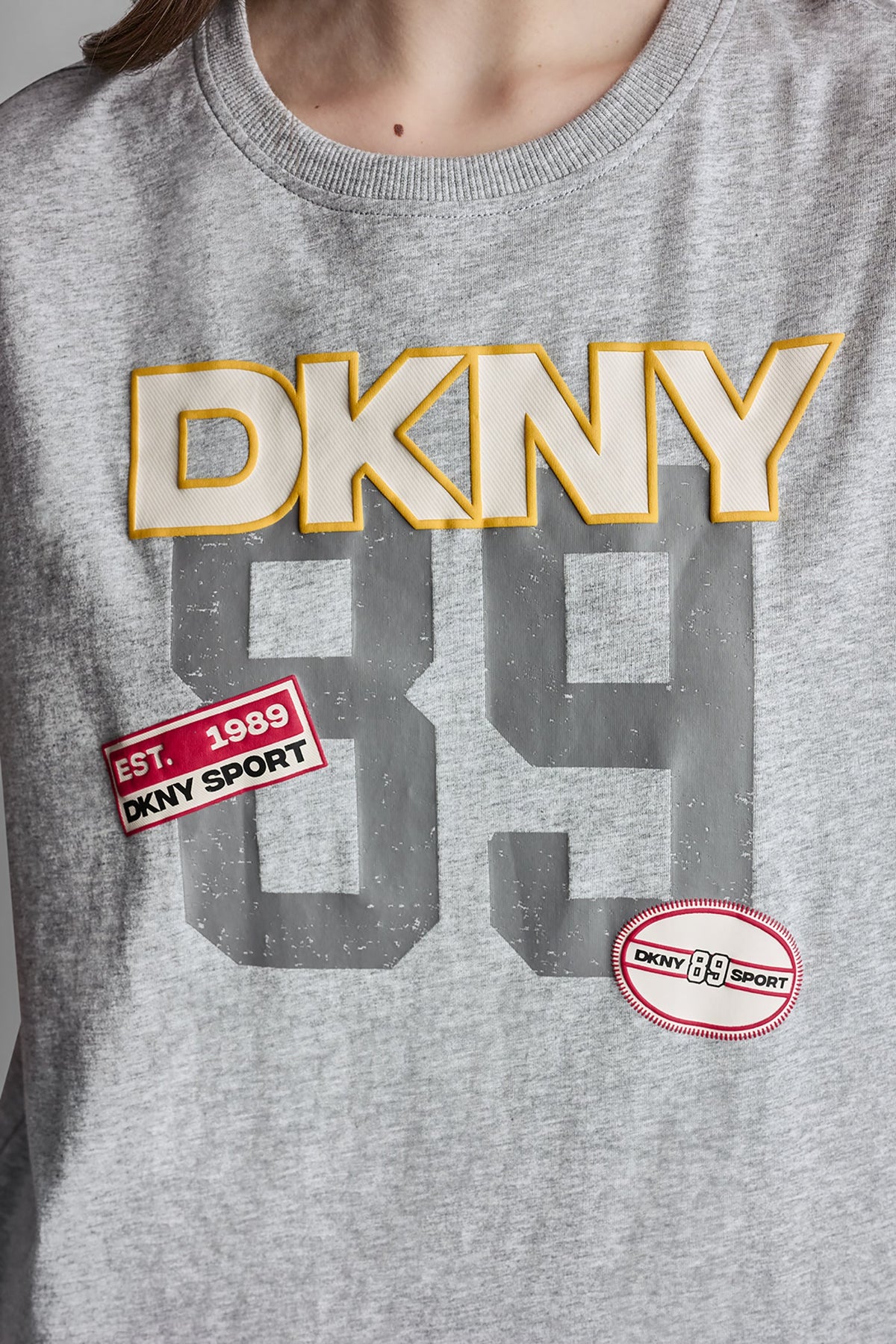Black DKNY CAMPUS PATCH DROP SHOULDER TEE
