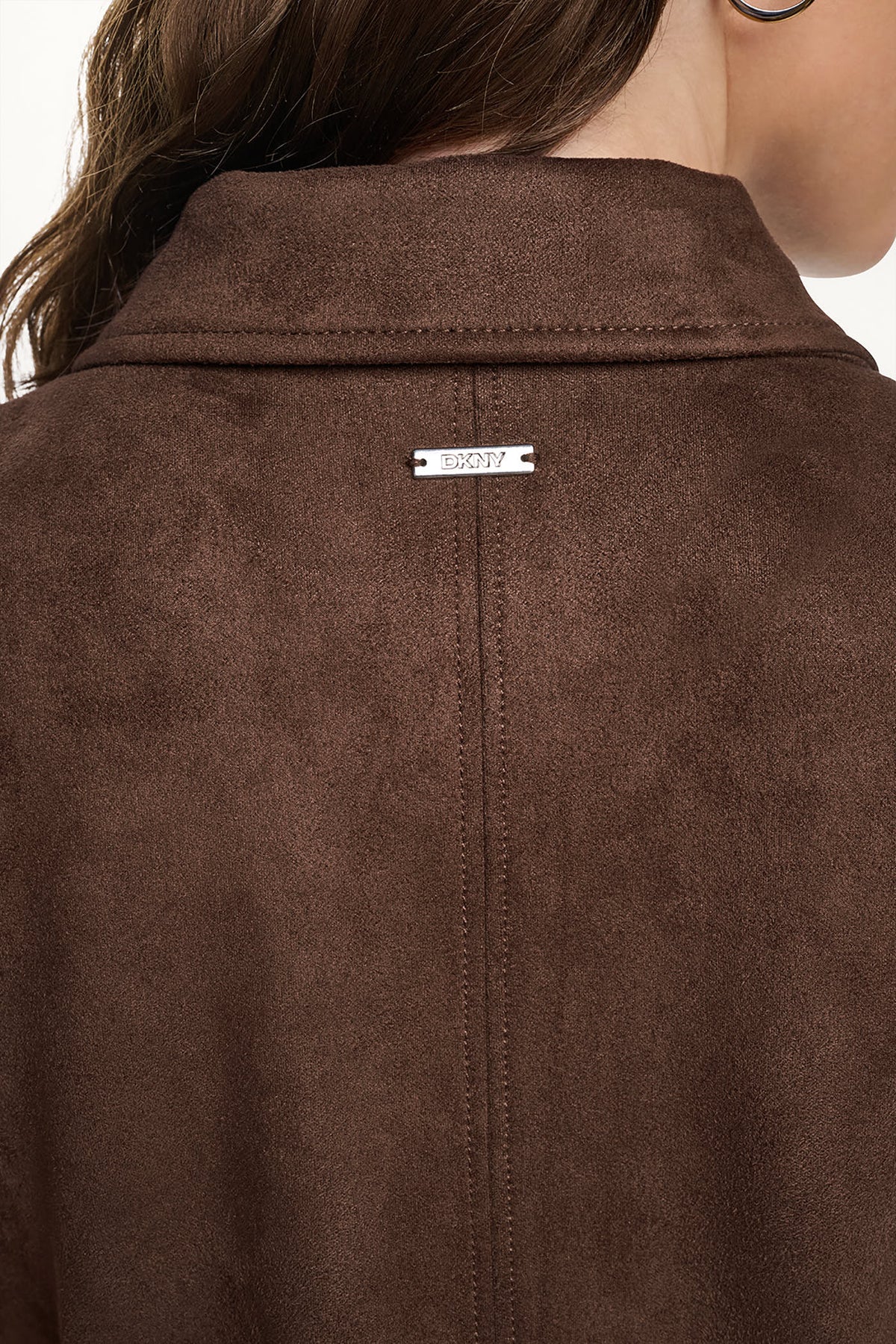 Chestnut DKNY COLLARED FAUX SUEDE DRESS