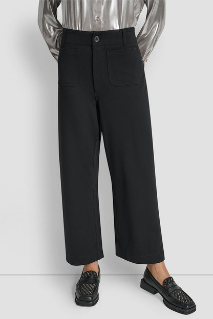 Black DKNY CROPPED HIGH-RISE WIDE-LEG PANT