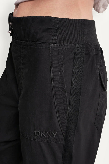 Black DKNY HIGH-RISE SLIM UTILITY JOGGER