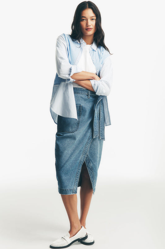 Crown Street DKNY HIGH-RISE DENIM WRAP SKIRT