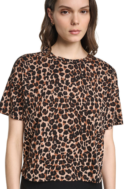 Leopard Caramel DKNY CROPPED ANIMAL PRINT TEE