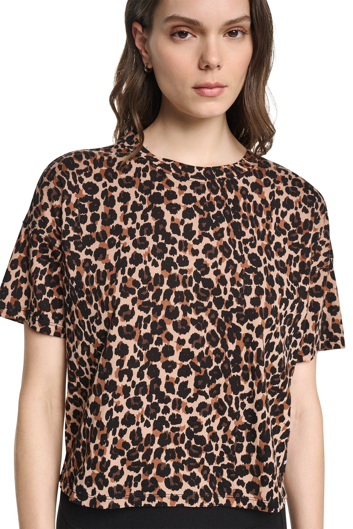 Leopard Caramel DKNY CROPPED ANIMAL PRINT TEE
