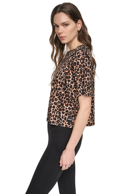 Leopard Caramel DKNY CROPPED ANIMAL PRINT TEE