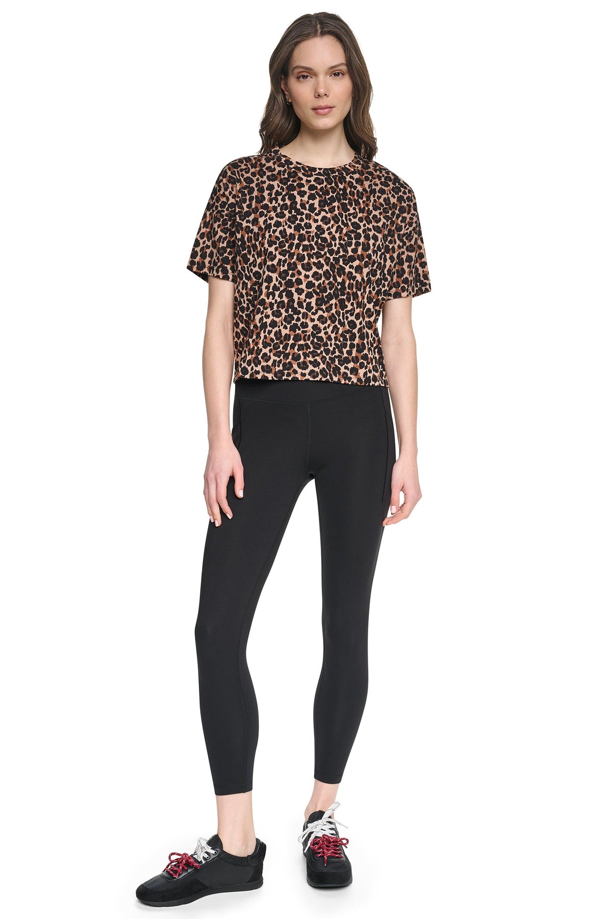 Leopard Caramel DKNY CROPPED ANIMAL PRINT TEE