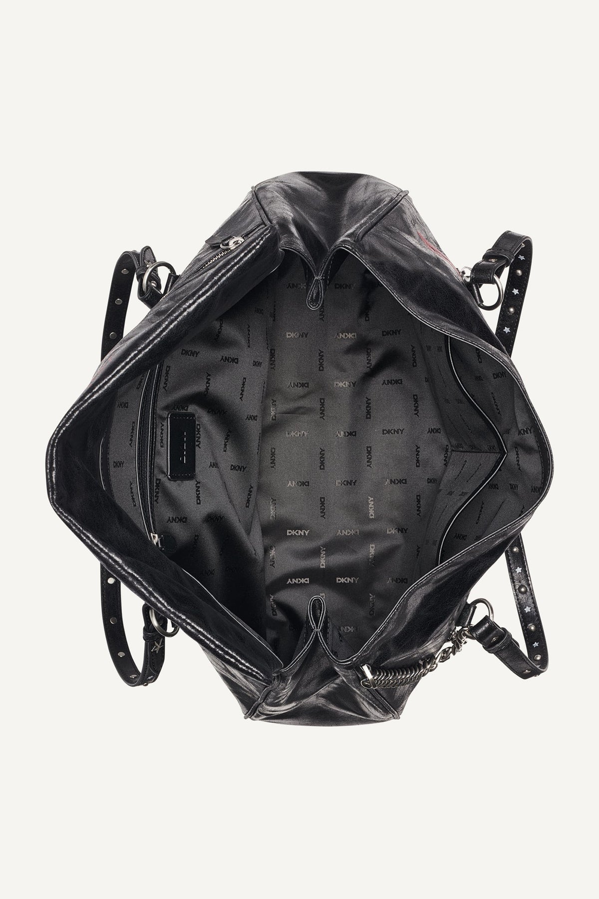 Black/Silver DKNY SKYE LARGE SATCHEL