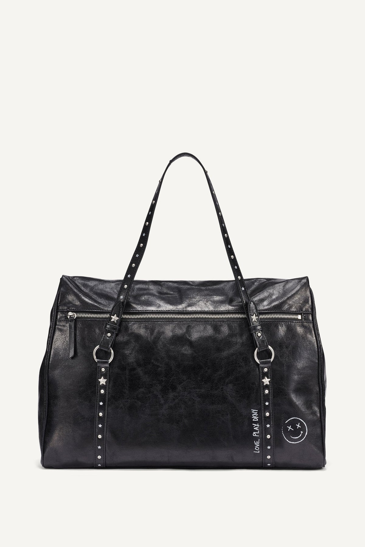 Black/Silver DKNY SKYE LARGE SATCHEL