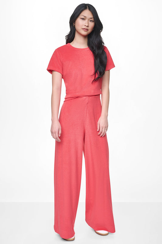 Punch DKNY TOWELLING TERRY HIGH RISE WIDE LEG PANT