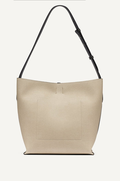 Natural/Black DKNY NICOLE LOGO BUCKET BAG