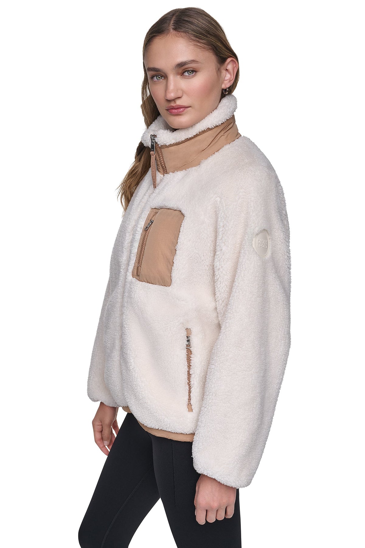 Eggnog/Praline DKNY SHERPA FULL ZIP JACKET