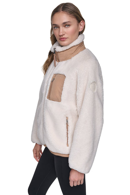 Eggnog/Praline DKNY SHERPA FULL ZIP JACKET