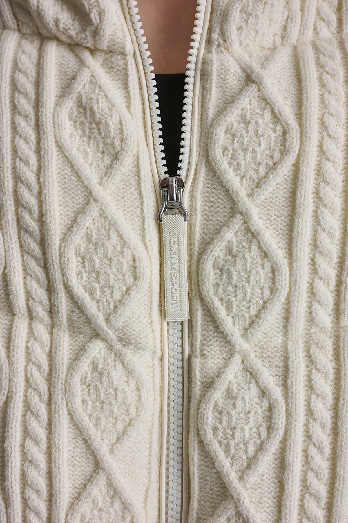 Eggnog DKNY CABLE KNIT MOCK NECK PUFFER JACKET