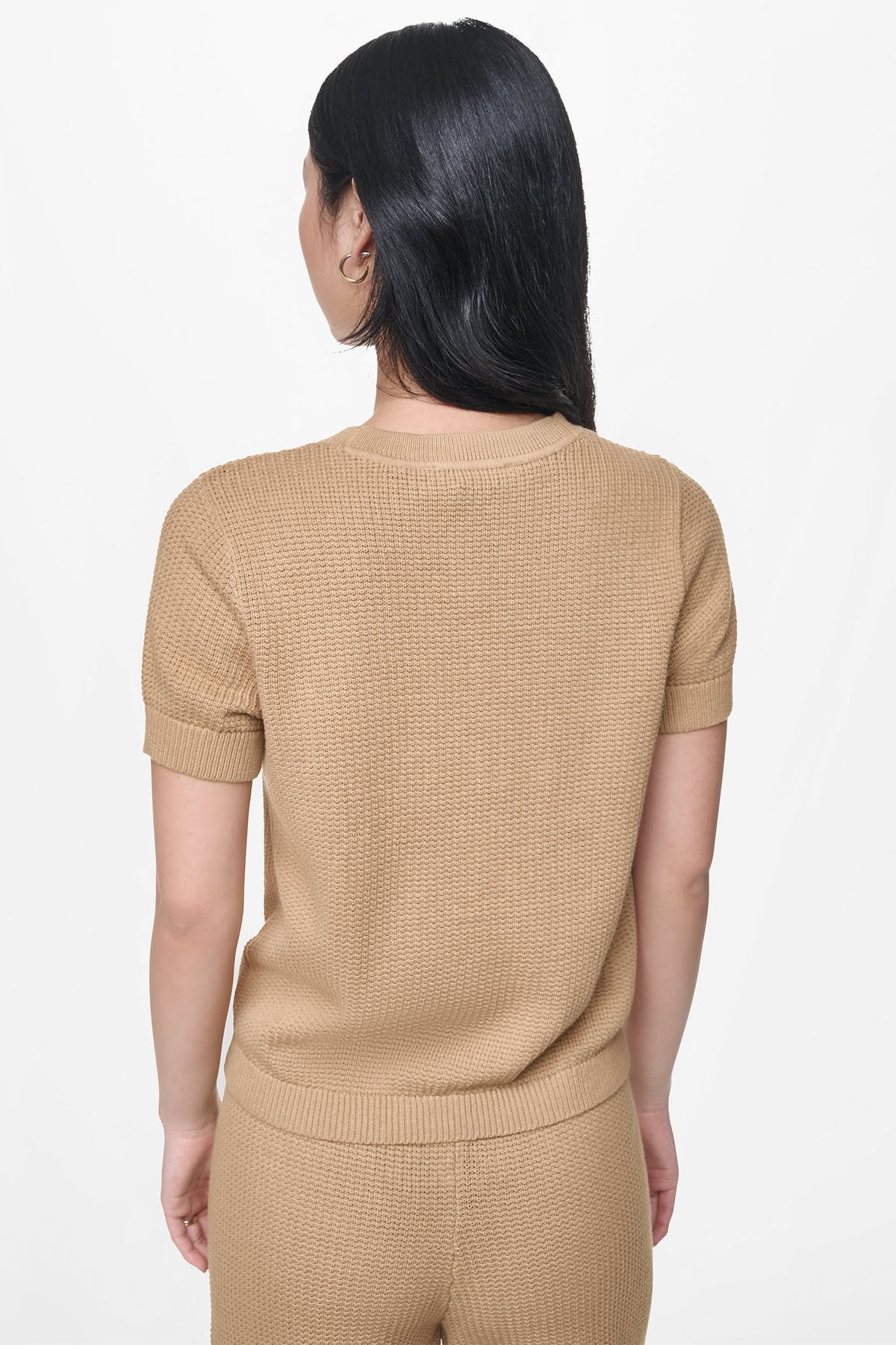 Travertine DKNY SHORT SLEEVE TUCK STITCH SWEATER