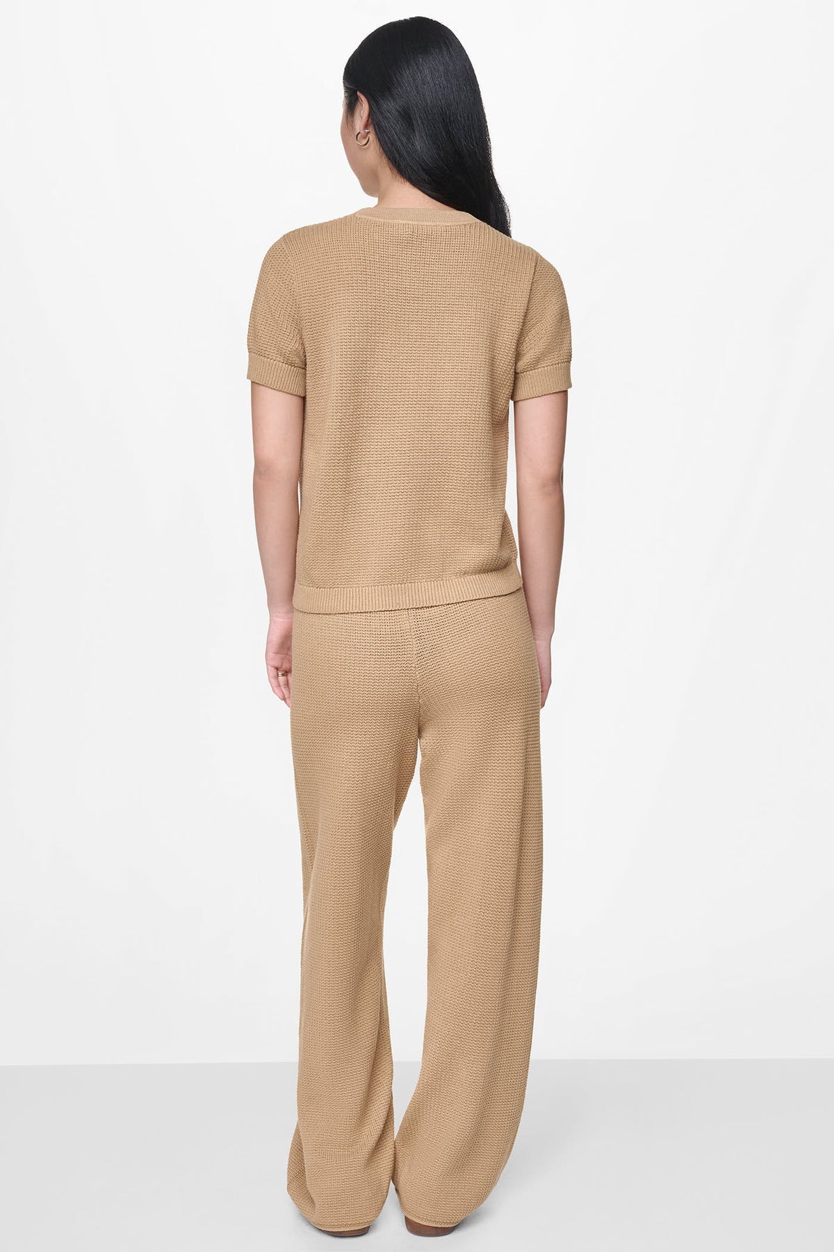 Travertine DKNY SHORT SLEEVE TUCK STITCH SWEATER