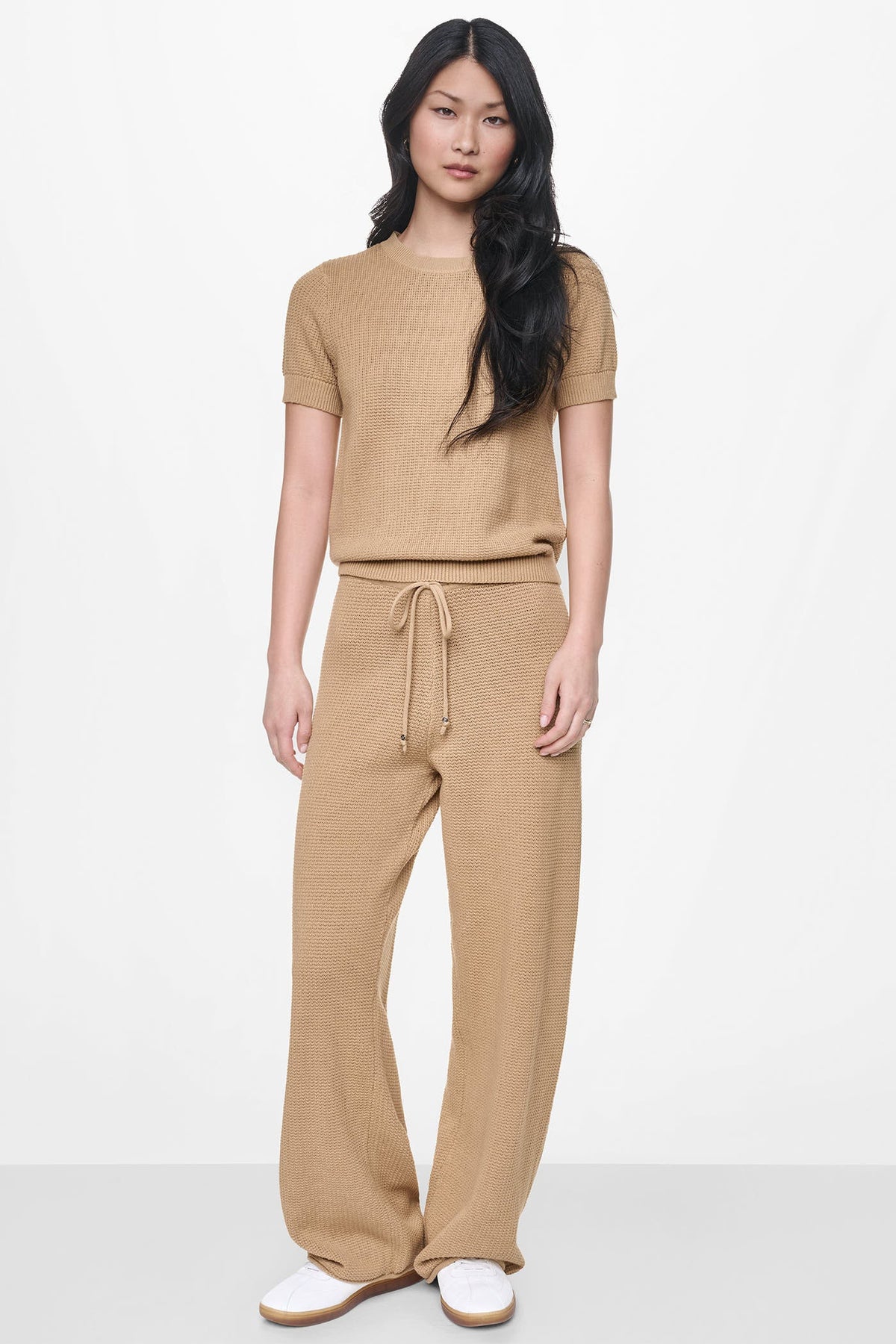 Travertine DKNY SHORT SLEEVE TUCK STITCH SWEATER