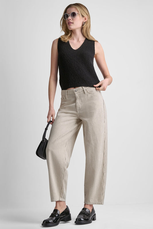 Ivory/Black DKNY MID-RISE BABY BARREL LEG