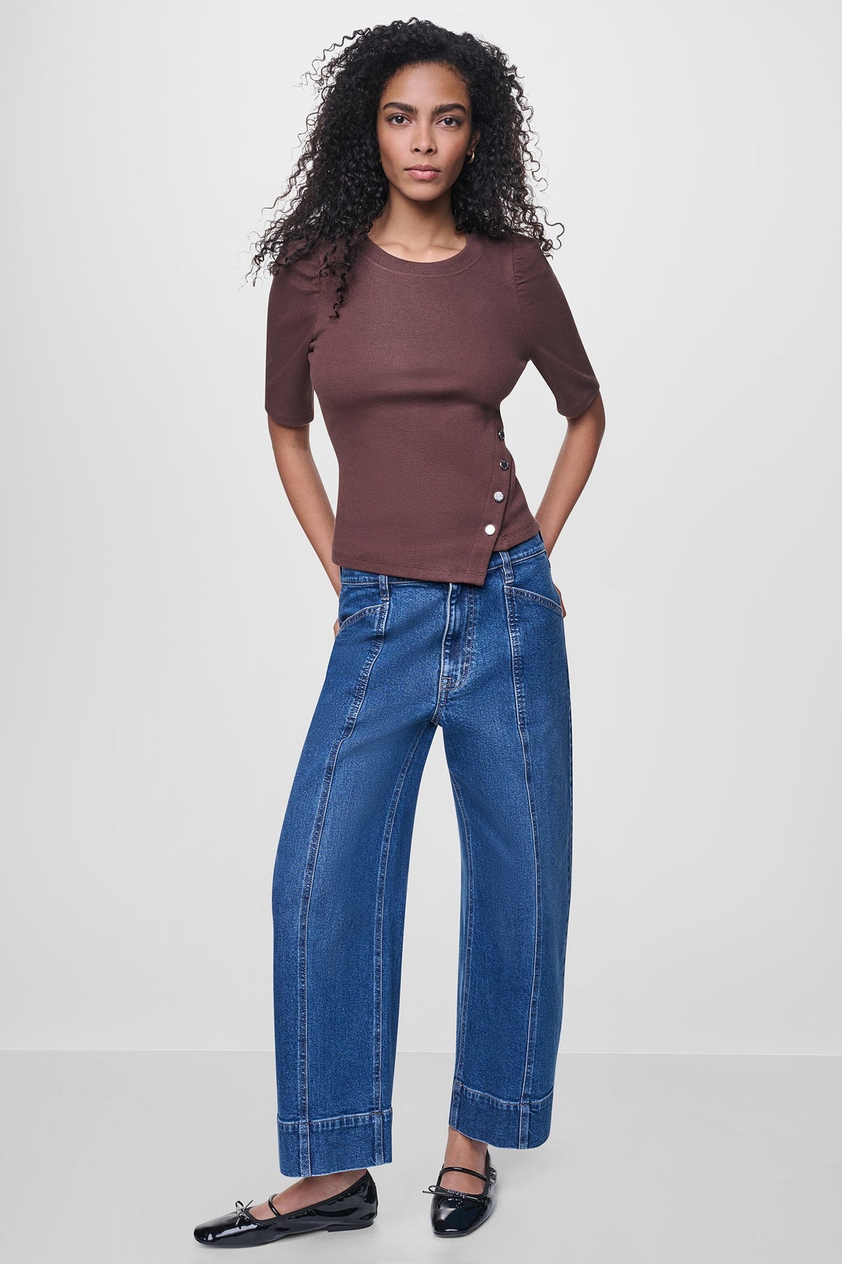 Eggnog DKNY SHORT SLEEVE ASYMMETRIC TOP