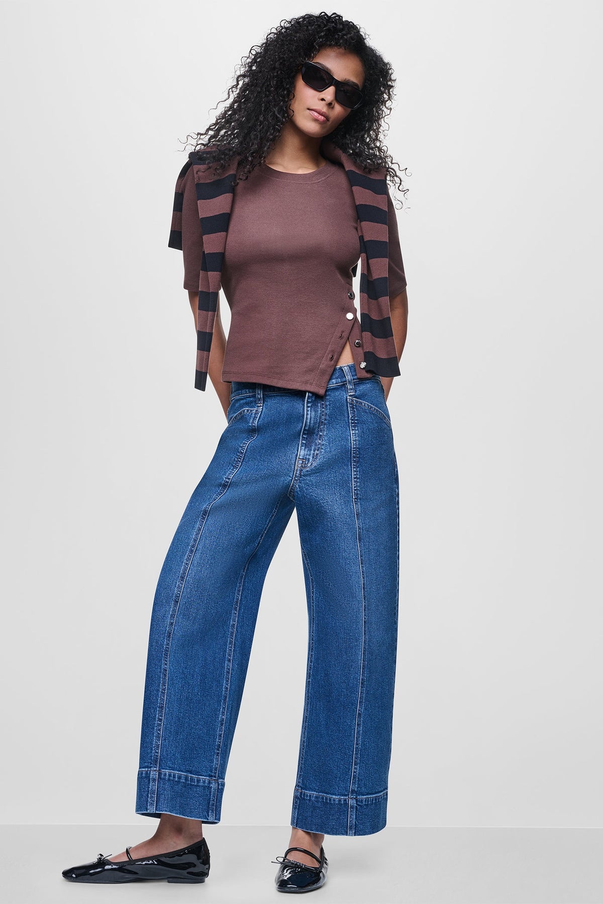 Eggnog DKNY SHORT SLEEVE ASYMMETRIC TOP