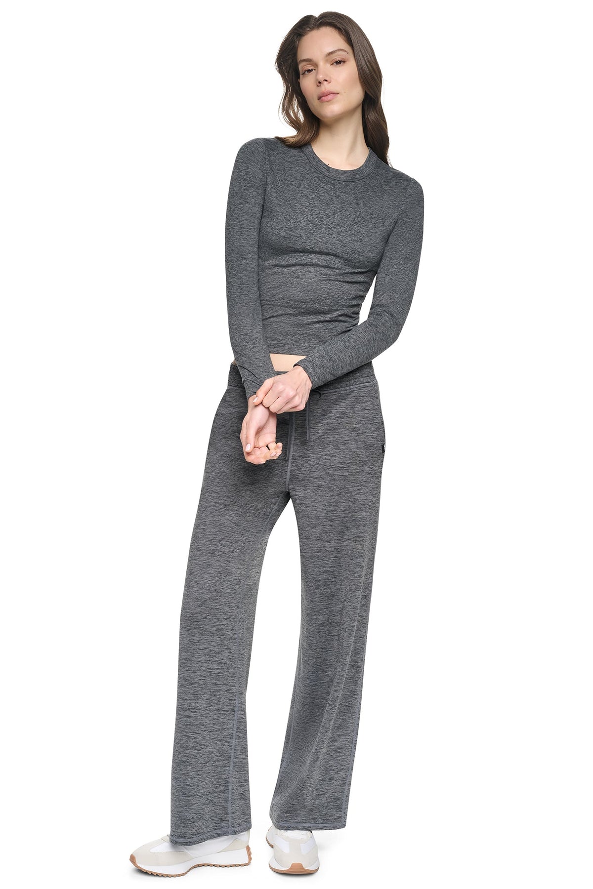 Claret Spacedye DKNY LONG SLEEVE SPACEDYE RUCHED TOP