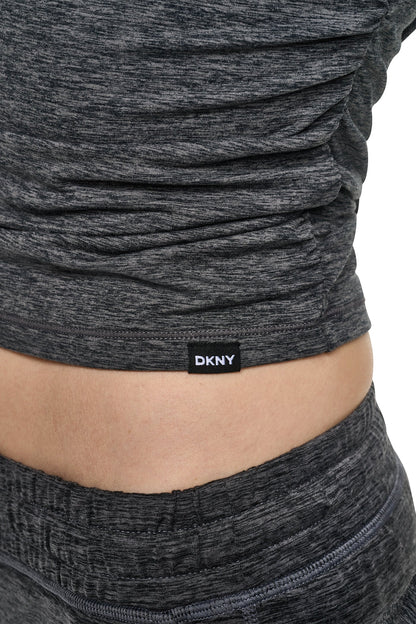 Claret Spacedye DKNY LONG SLEEVE SPACEDYE RUCHED TOP