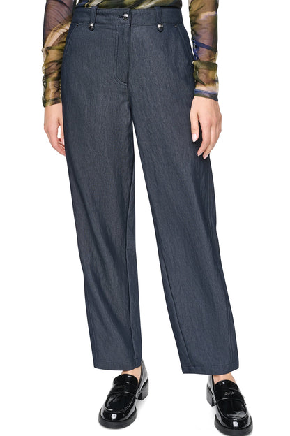 Dark Indigo DKNY MID-RISE WASHED INDIGO WIDE LEG PANT