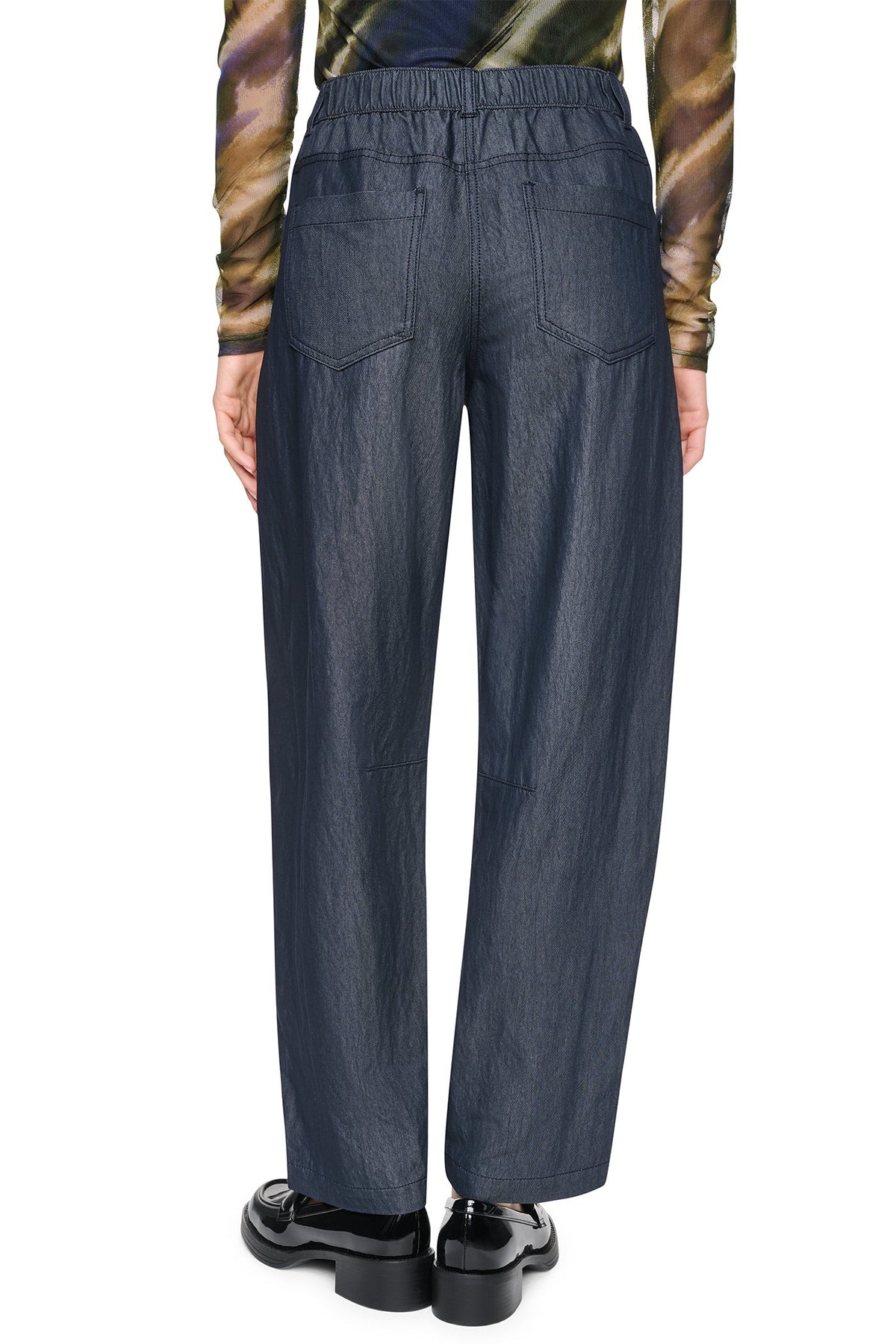 Dark Indigo DKNY MID-RISE WASHED INDIGO WIDE LEG PANT