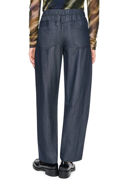Dark Indigo DKNY MID-RISE WASHED INDIGO WIDE LEG PANT