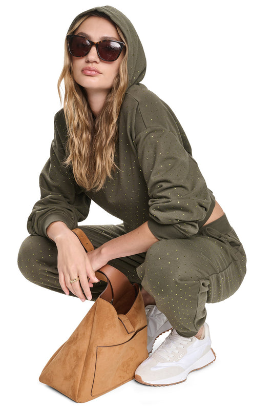Cortado Heather/Clear DKNY RHINESTONE HOODIE